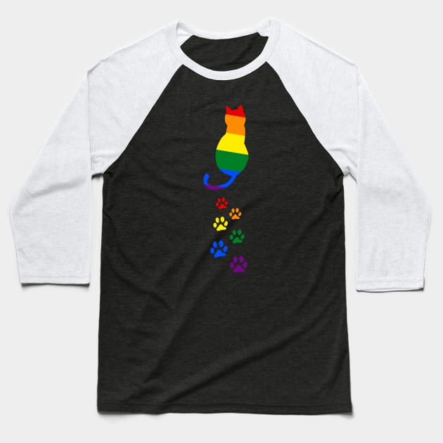 Cute Cat Paw Support LGBT Pride Baseball T-Shirt by Synithia Vanetta Williams